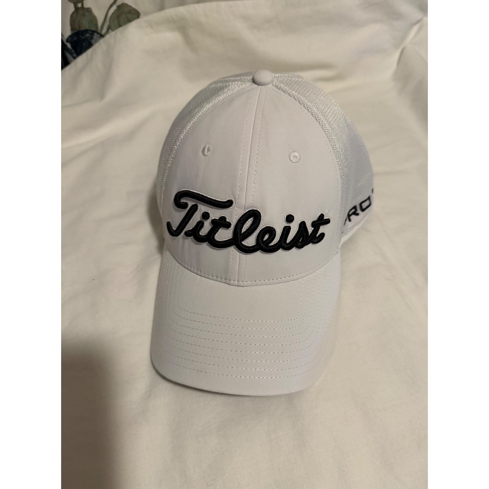 Titleist Mens Tour Performance Mesh Golf Hat White Pro V1 FJ Logo Cap L XL